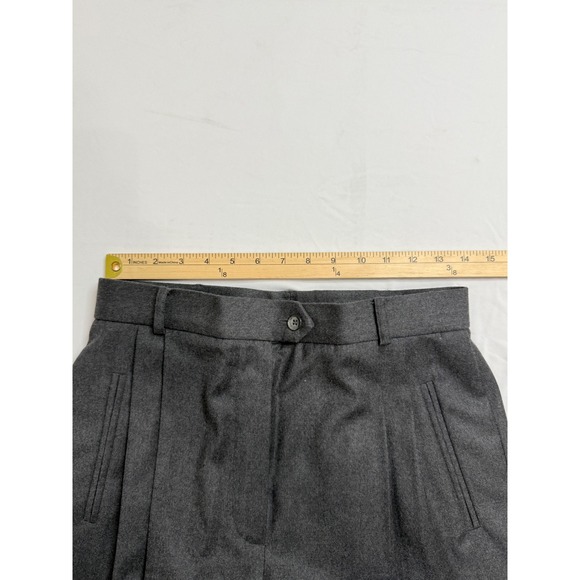 Carlisle Womens Charcoal Gray 100% Wool Wide Leg Pleated Trousers Pants Size 10 - Picture 6 of 9